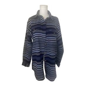 Columbia Shacket Blue Striped Mens Size Medium